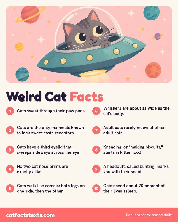 Infographic: 10 weird cat facts, from sweating through paw pads to a third eyelid and walking like a camel